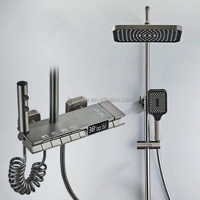 Black Gun Gray Copper Bath & Shower Gift Sets Rain 4 Functions Bathroom Shower Faucet Wall Mounted Shower Head
Black Gun Gray Copper Bath & Shower Gift Sets Rain 4 Functions Bathroom Shower Faucet Wall Mounted Shower Head