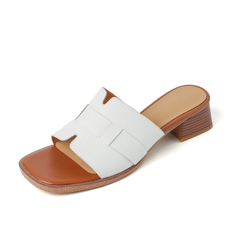 Genuine Leather Slide Sandals 4cm Chunky Heel Open Toe White Green Women Summer Shoes
Genuine Leather Slide Sandals 4cm Chunky Heel Open Toe White Green Women Summer Shoes