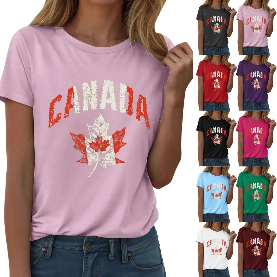 Canada Maple Leaf Print T-Shirt Womens Trendy Casual Short Sleeve Tops Canadian Independence Day Tshirts Female Tee Shirts
Canada Maple Leaf Print T-Shirt Womens Trendy Casual Short Sleeve Tops Canadian Independence Day Tshirts Female Tee Shirts