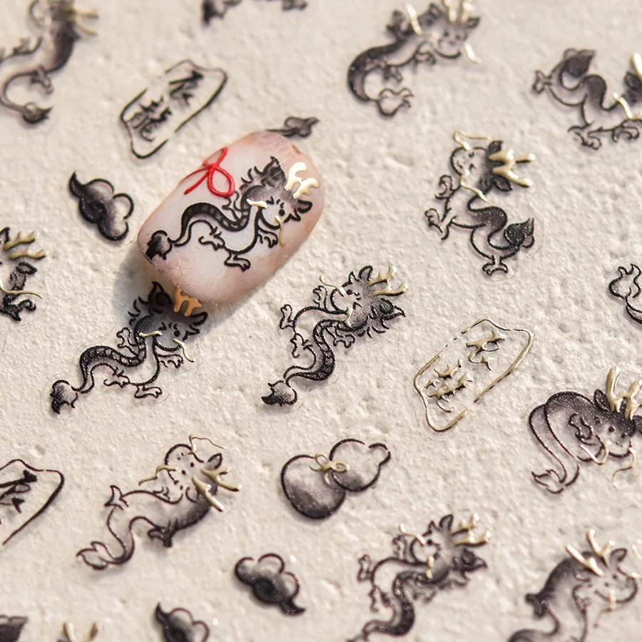 1pcs 5D Japanese Kawaii Black Dragon Nail Art Stickers Luxury Bronzing Retro Dragon Nail Decorations Decals Manicure Accessories
1pcs 5D Japanese Kawaii Black Dragon Nail Art Stickers Luxury Bronzing Retro Dragon Nail Decorations Decals Manicure Accessories