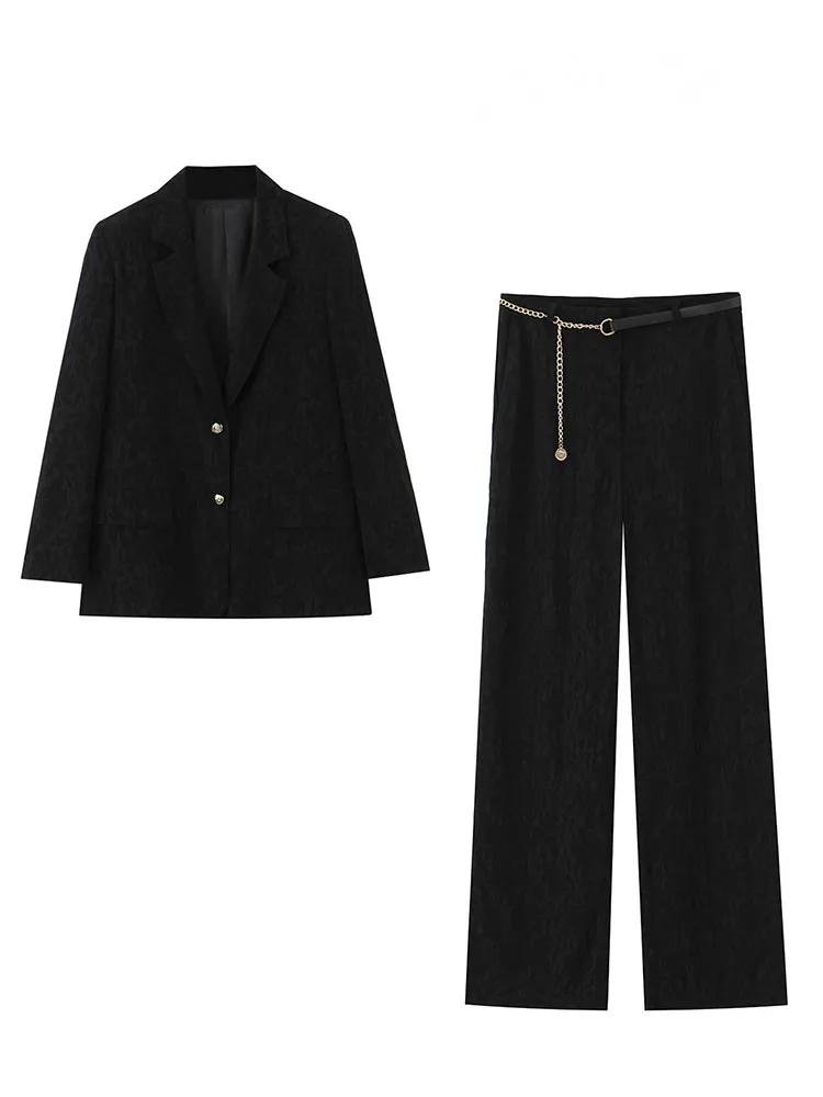 HH женский модный брючный костюм, однобортный пиджак с длинными рукавами и лацканами, карманами на плечах, куртка + одинаковые брюки с цепочкой на молнии 
HH женский модный брючный костюм, однобортный пиджак с длинными рукавами и лацканами, карманами на плечах, куртка + одинаковые брюки с цепочкой на молнии