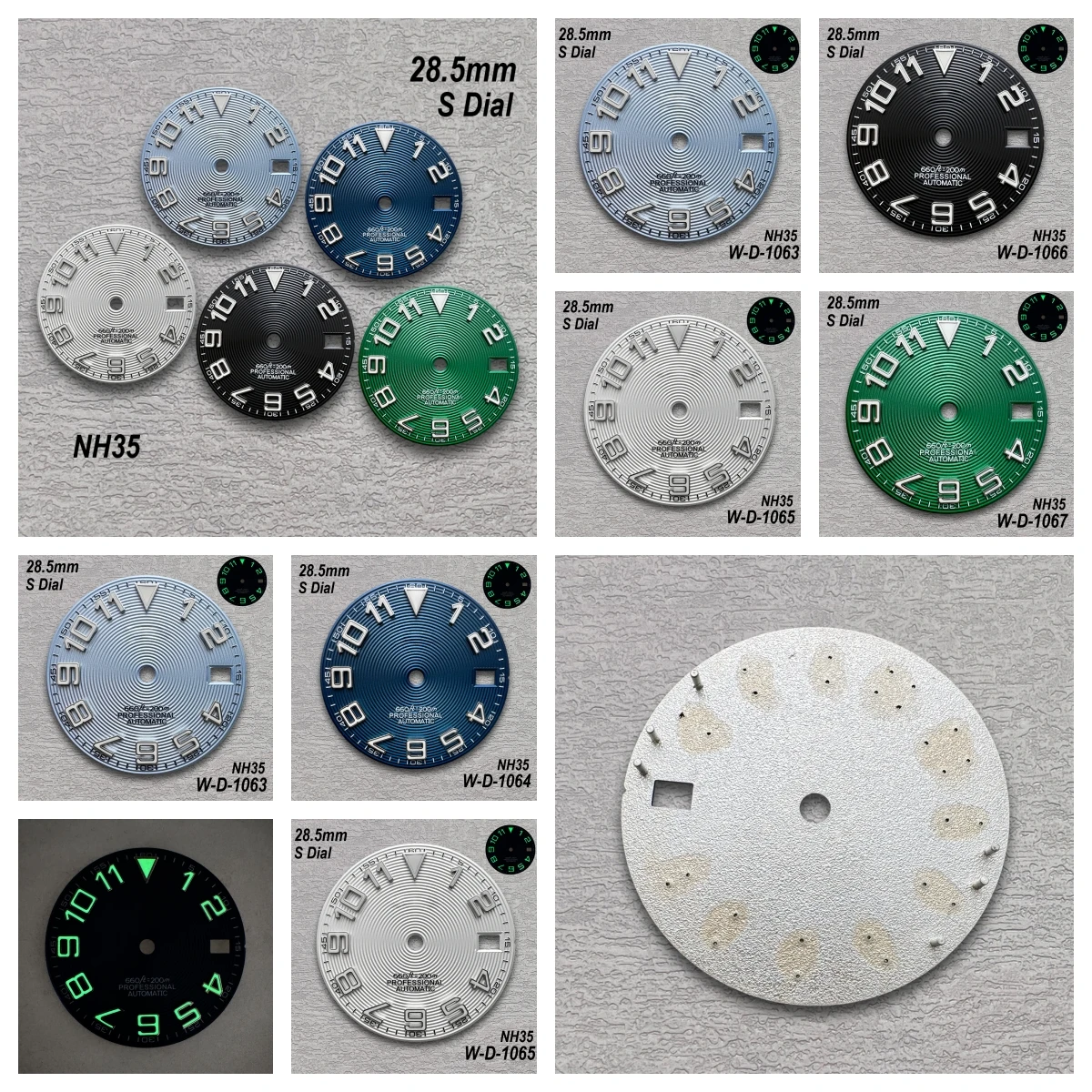 28.5mm High Quality S Logo Fit NH35/NH36/4R/7S Movement Green Luminous Diving Dial Watch Modification Accessorie 
28.5mm High Quality S Logo Fit NH35/NH36/4R/7S Movement Green Luminous Diving Dial Watch Modification Accessorie