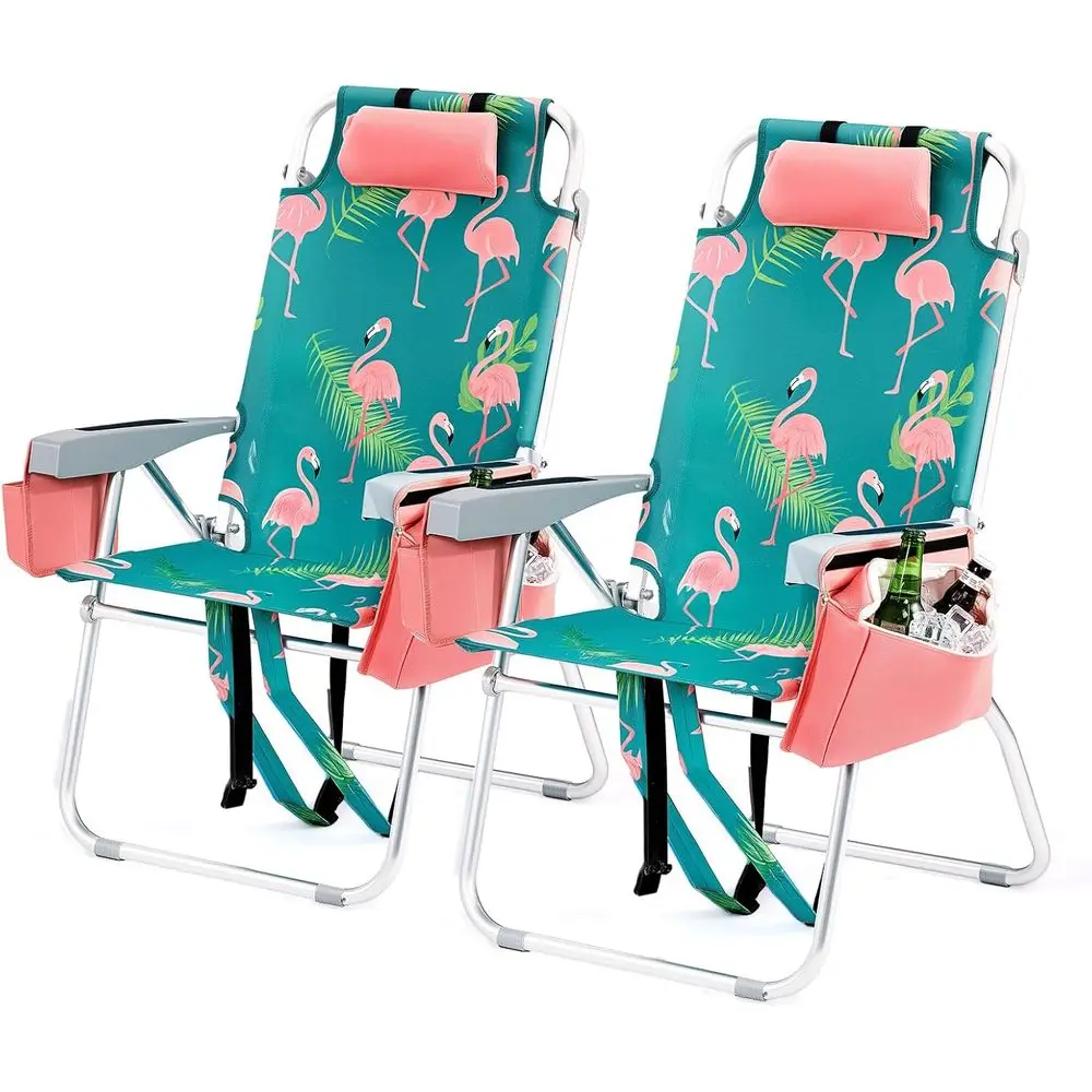 Two-Piece Lightweight Backpack Beach Chairs for Adults with 5-Position Adjustment, Cooler Bag, Cup Holder, and Towel Rack - Idea
Two-Piece Lightweight Backpack Beach Chairs for Adults with 5-Position Adjustment, Cooler Bag, Cup Holder, and Towel Rack - Idea