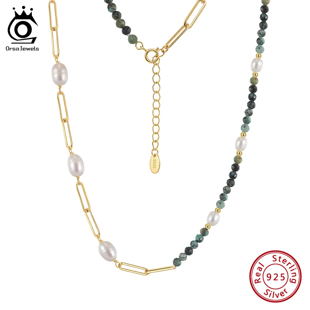ORSA JEWELS 925 Silver Geometric African Turquoise Beaded Choker Chain with Natural Pearls Statement Jewelry for Women MPN17
ORSA JEWELS 925 Silver Geometric African Turquoise Beaded Choker Chain with Natural Pearls Statement Jewelry for Women MPN17