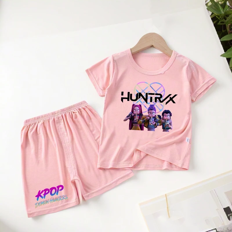 KPop Demon Hunters Child Pyjamas Set Boys Girls Anime Print Short Sleeve Two Piece Suit Cartoon Summer Casual Homewear Kids Gift
KPop Demon Hunters Child Pyjamas Set Boys Girls Anime Print Short Sleeve Two Piece Suit Cartoon Summer Casual Homewear Kids Gift