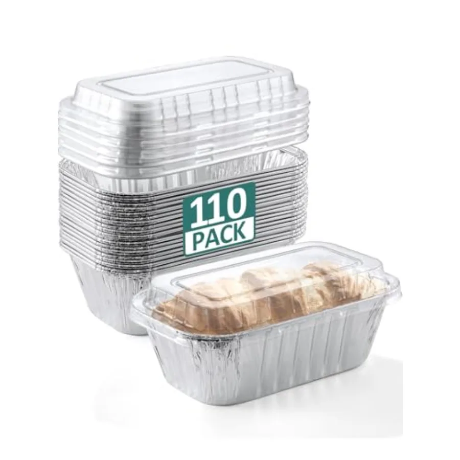 Pack 6x3.5x2 Disposable Aluminum Loaf Pans with Lids - 1 Lb Mini Loaf Pans, Small Aluminum Tin Foil Baking Pan, Food Containers
Pack 6x3.5x2 Disposable Aluminum Loaf Pans with Lids - 1 Lb Mini Loaf Pans, Small Aluminum Tin Foil Baking Pan, Food Containers