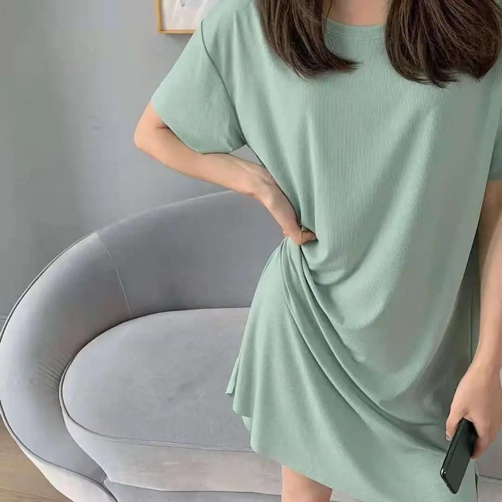 Women Ice Silk Dress Stylish Knee-length Nightdress Comfortable Ice Silk Clothes for Women Loose Fit Short Sleeves Solid Color
Women Ice Silk Dress Stylish Knee-length Nightdress Comfortable Ice Silk Clothes for Women Loose Fit Short Sleeves Solid Color