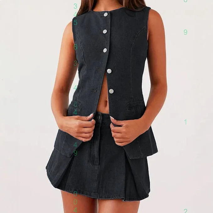 Fashion Summer Sleeveless High Waist Women's Matching Set Denim Skirt Jumpsuit Playsuit
Fashion Summer Sleeveless High Waist Women's Matching Set Denim Skirt Jumpsuit Playsuit