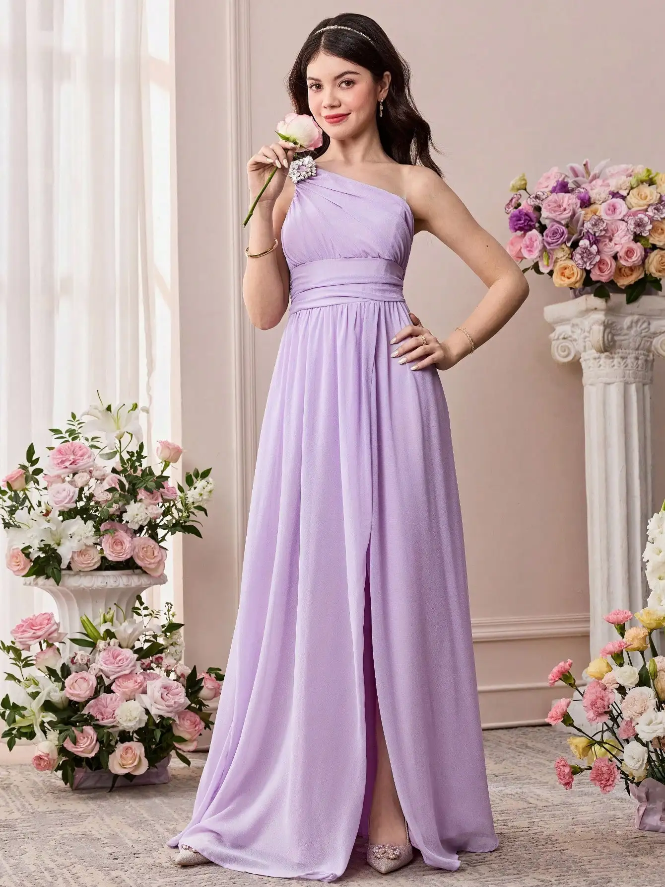Lavender Chiffon One Shoulder Elegant Long Dress Bridesmaid Evening Gown
Lavender Chiffon One Shoulder Elegant Long Dress Bridesmaid Evening Gown