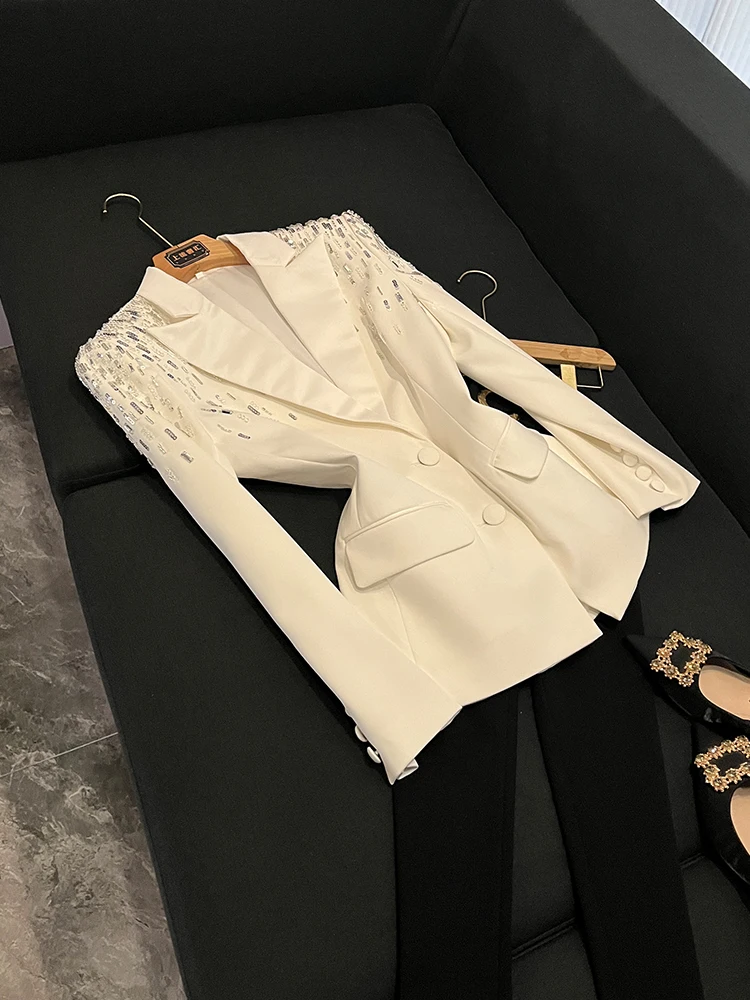 Slim Fit Long Sleeve Shiny Decorative Design Suit Jacket Commute Style Waist Cinched Dressy Women's Fashion Spring Summer
Slim Fit Long Sleeve Shiny Decorative Design Suit Jacket Commute Style Waist Cinched Dressy Women's Fashion Spring Summer