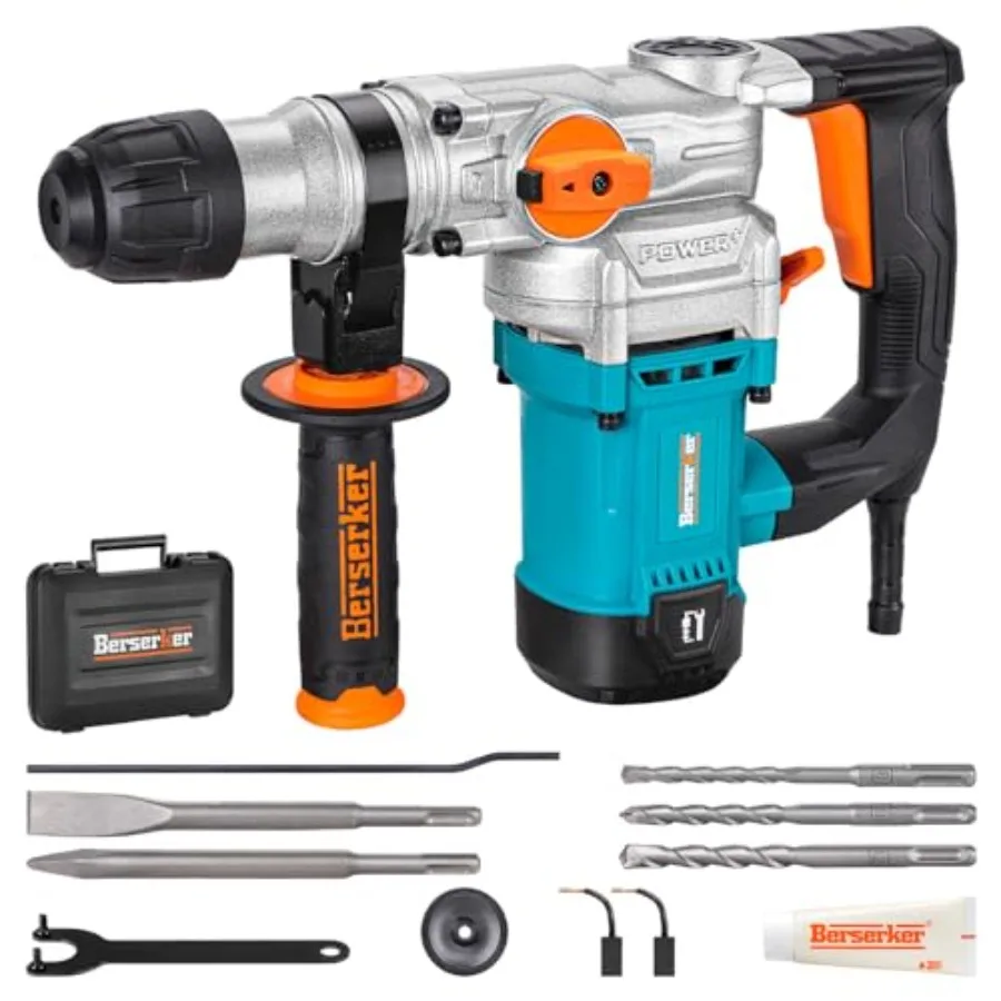 1-1/8" SDS-Plus Rotary Hammer Drill with Safety Clutch9 Amp 3 Functions Corded Rotomartillo for Concrete - Including
1-1/8" SDS-Plus Rotary Hammer Drill with Safety Clutch9 Amp 3 Functions Corded Rotomartillo for Concrete - Including