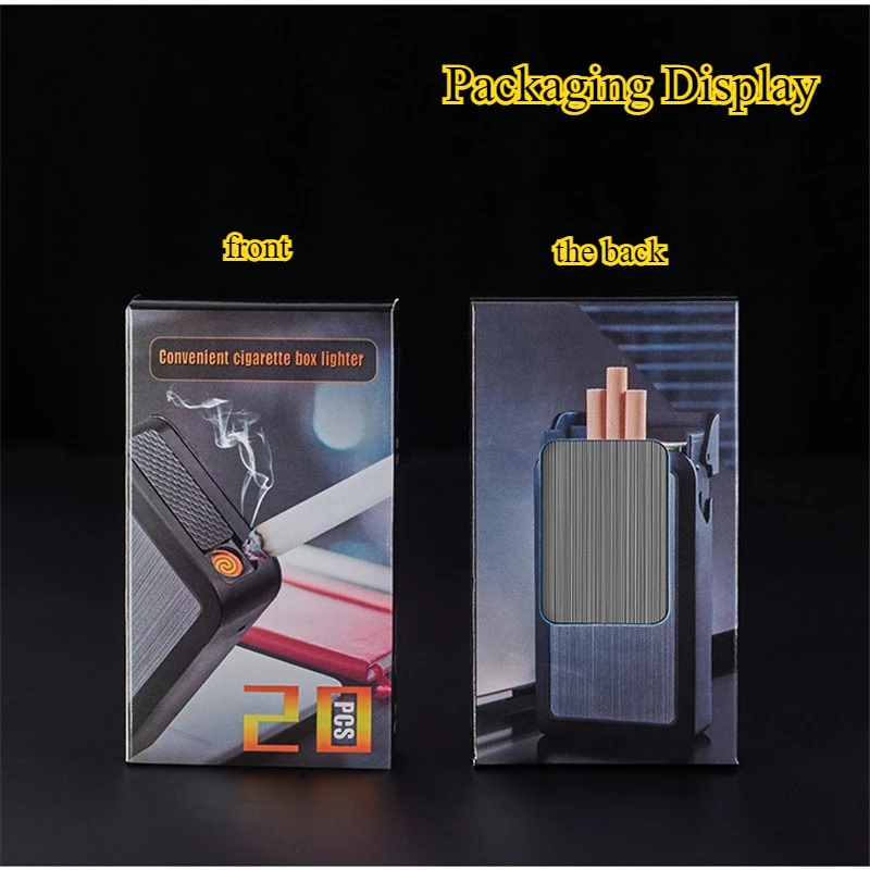 New 20 Pack Men's Portable Charging Lighter Windproof Creative Integrated Metal Thin Soft and Hard Pack Cigarette Box Cover Tool
New 20 Pack Men's Portable Charging Lighter Windproof Creative Integrated Metal Thin Soft and Hard Pack Cigarette Box Cover Tool