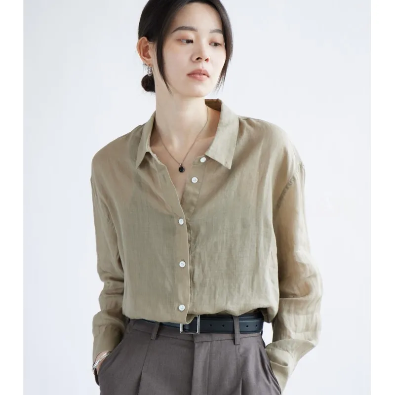 Johnature, повседневная простая свободная удобная рубашка Ramie, однотонная универсальная рубашка с длинными рукавами и лацканами, женская новинка 2025, лето
Johnature, повседневная простая свободная удобная рубашка Ramie, однотонная универсальная рубашка с длинными рукавами и лацканами, женская новинка 2025, лето