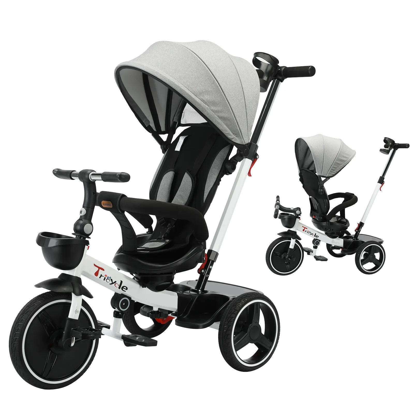 5-in-1 Baby Stroller Tricycle, Adjustable Canopy, Sit & Recline, Quick Assembly.
5-in-1 Baby Stroller Tricycle, Adjustable Canopy, Sit & Recline, Quick Assembly.
