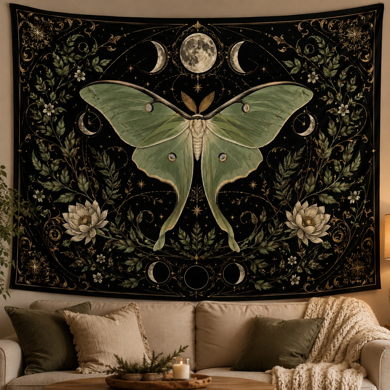 Luna Moth Tapestry Moon Phase Wall Hanging Celestial Witchy Room Decor Goth Aesthetic Fabric Wall Tapestries Home Decoration
Luna Moth Tapestry Moon Phase Wall Hanging Celestial Witchy Room Decor Goth Aesthetic Fabric Wall Tapestries Home Decoration