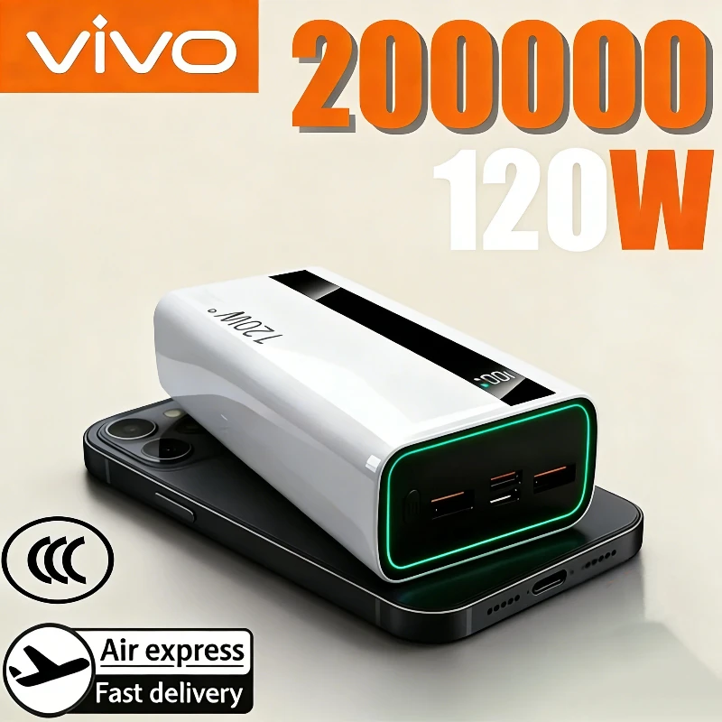 VIVO 200000 мАч Power Bank 120 Вт сверхбыстрая зарядка высокой емкости цифровой дисплей внешний аккумулятор портативный для iPhone Samsung
VIVO 200000 мАч Power Bank 120 Вт сверхбыстрая зарядка высокой емкости цифровой дисплей внешний аккумулятор портативный для iPhone Samsung