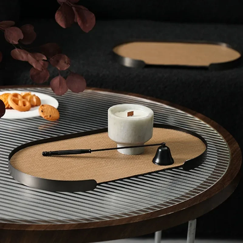 Simple and modern creative metal leather tray home living room coffee table desktop storage tray ornament
Simple and modern creative metal leather tray home living room coffee table desktop storage tray ornament