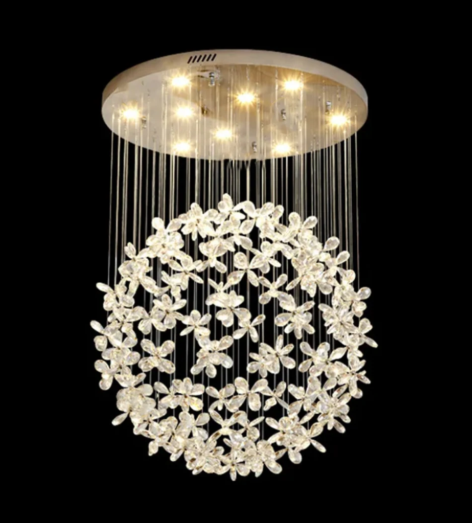Crystal Clear K9 Ceiling Lamps Flower Ball Stairway Modern Villa Chandelier Lighting Hanging Fixture Mall GU10 LED Lights
Crystal Clear K9 Ceiling Lamps Flower Ball Stairway Modern Villa Chandelier Lighting Hanging Fixture Mall GU10 LED Lights