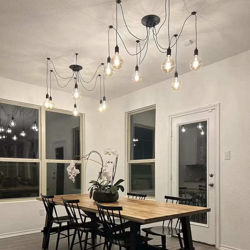 Industrial Retro Black Spider Chandelier Multi-Head Pendant Light with Adjustable Arms Ceiling Light for Living Bedroom Kitchen
Industrial Retro Black Spider Chandelier Multi-Head Pendant Light with Adjustable Arms Ceiling Light for Living Bedroom Kitchen