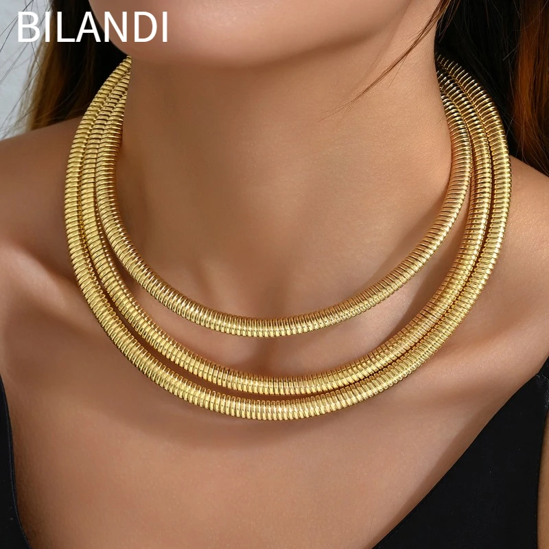Bilandi Fashion Jewelry European and American Design Gold Color Three layers Necklace For Women Party Gifts Trend Accessories
Bilandi Fashion Jewelry European and American Design Gold Color Three layers Necklace For Women Party Gifts Trend Accessories