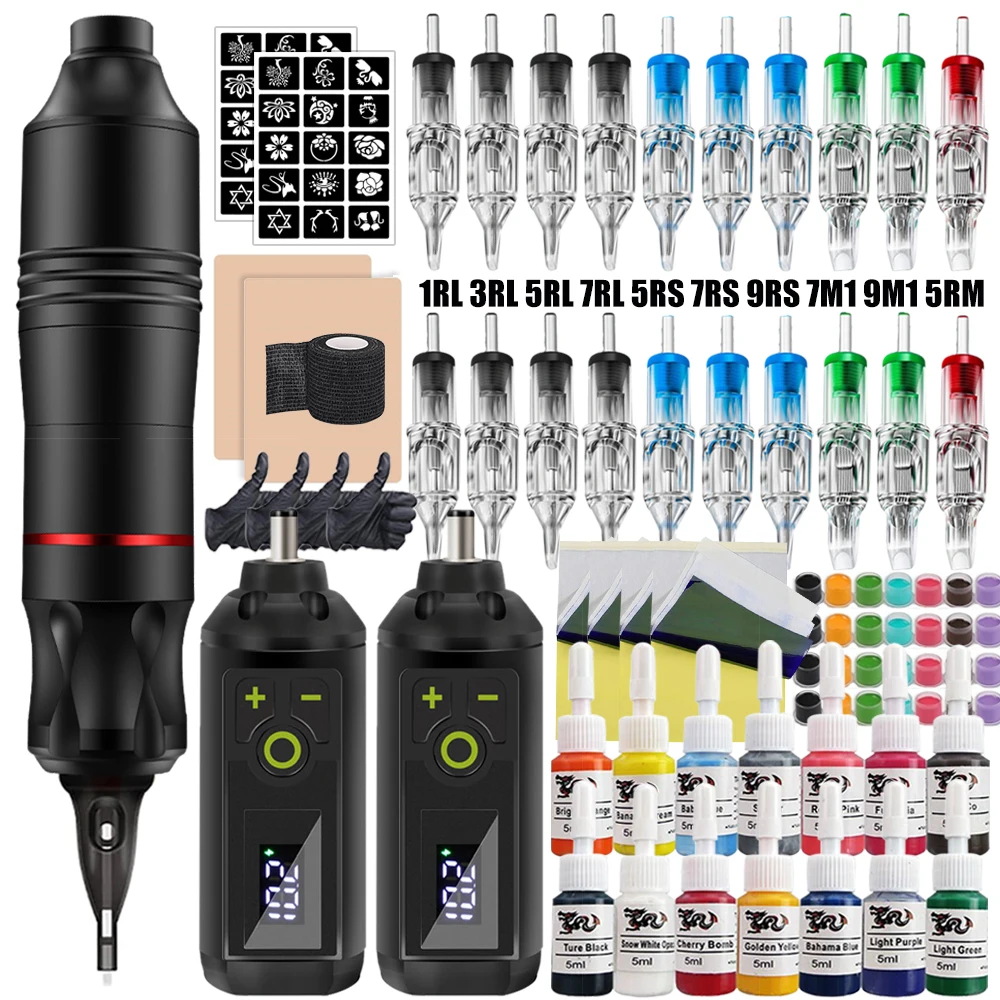 Wireless Tattoo Machine Pen Kit Tattoo Machine Set with 2pcs Wireless Power Supply 20pcs Cartridges Needles for Body Art
Wireless Tattoo Machine Pen Kit Tattoo Machine Set with 2pcs Wireless Power Supply 20pcs Cartridges Needles for Body Art