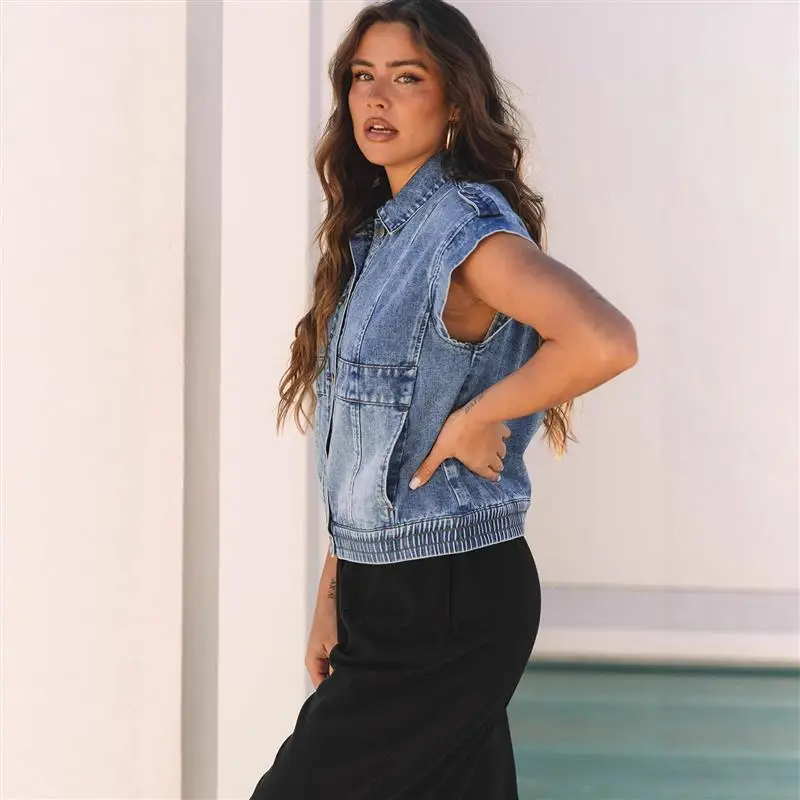 Faionable ort Sve Denim Vest Versatile Casual Jaet Loose Women's Top New Arrival Cross-Border Fem Clothing
Faionable ort Sve Denim Vest Versatile Casual Jaet Loose Women's Top New Arrival Cross-Border Fem Clothing