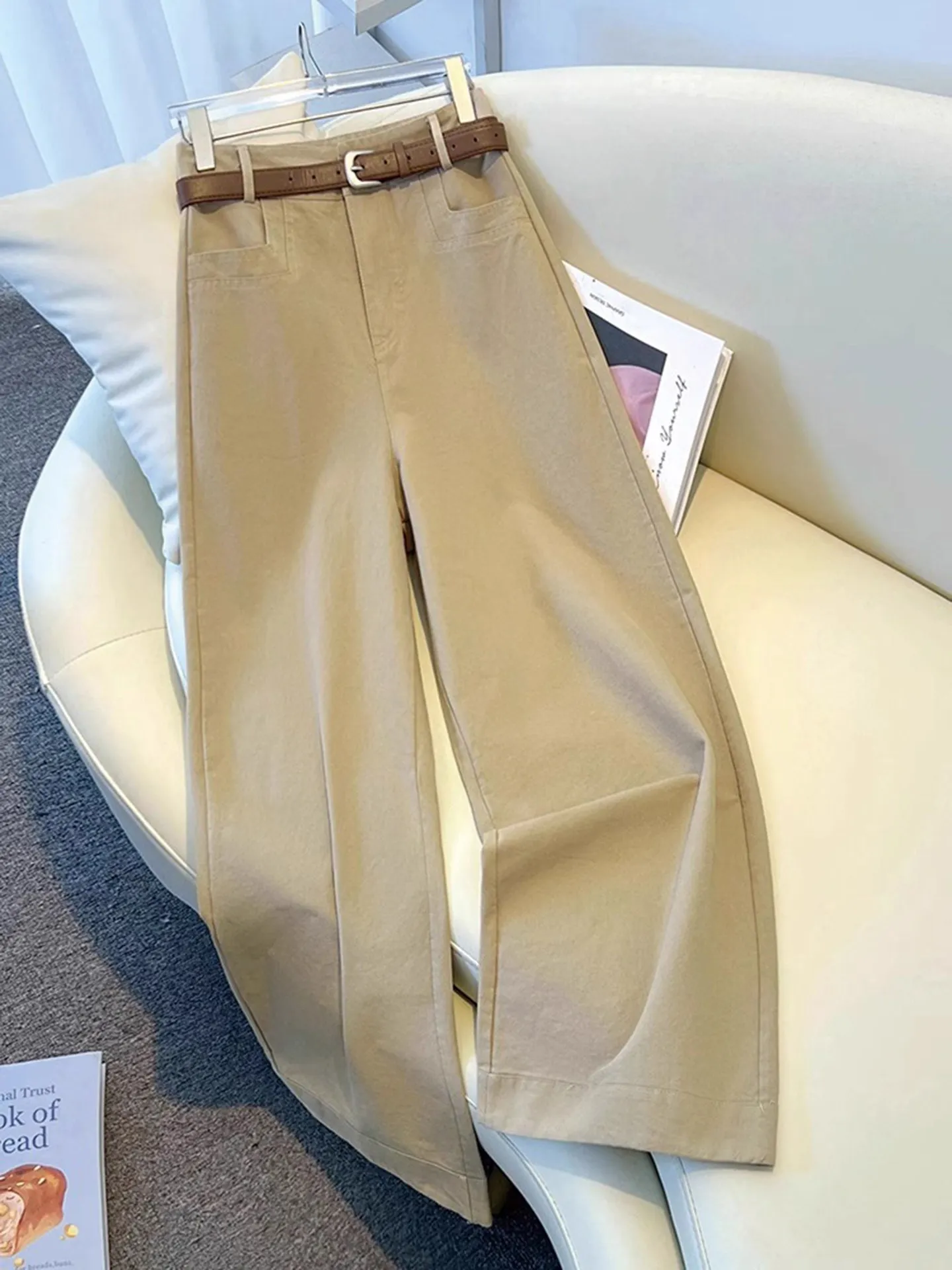 Khaki Wide Leg Pants Women's Spring Summer New Style Small Size Slimming Casual Nine Point Straight Tube Pants
Khaki Wide Leg Pants Women's Spring Summer New Style Small Size Slimming Casual Nine Point Straight Tube Pants