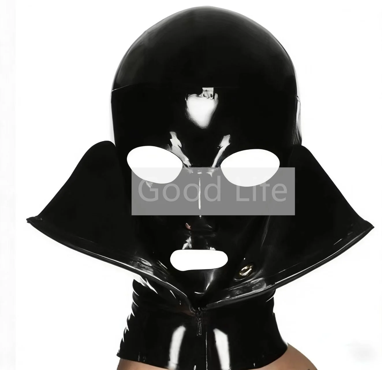 Handmade Unisex Black Latex Hood Mask Face Double Layer Open Eyes and Noses Front and Back Zip Fetish Latex Halloween Costume
Handmade Unisex Black Latex Hood Mask Face Double Layer Open Eyes and Noses Front and Back Zip Fetish Latex Halloween Costume