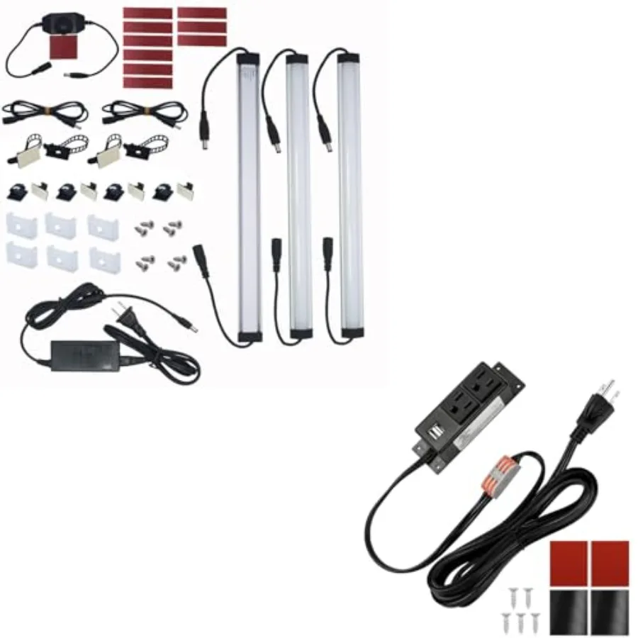 Kitchen Under Cabinet LED Lighting Kits, 3 PCS 1 Feet Super Bright LED Light Bars per Set, Daylight White 20W 1000 Lumen + Powe
Kitchen Under Cabinet LED Lighting Kits, 3 PCS 1 Feet Super Bright LED Light Bars per Set, Daylight White 20W 1000 Lumen + Powe