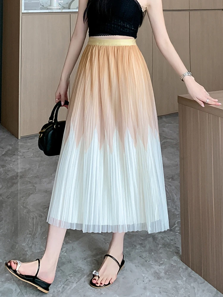 Women's Elegant Gradient Color Vintage Midi Skirt, Elastic Waist, A Line Pleated Skirts, Spring, Summer, New, 2024
Women's Elegant Gradient Color Vintage Midi Skirt, Elastic Waist, A Line Pleated Skirts, Spring, Summer, New, 2024