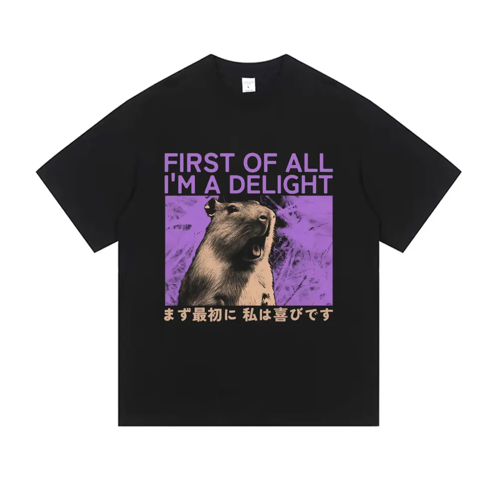 First of All I'm A Delight T-shirt Funny Japanese Style Capybara Graphic T Shirts Men's Women Fashion Casual Humor T-shirts Tops
First of All I'm A Delight T-shirt Funny Japanese Style Capybara Graphic T Shirts Men's Women Fashion Casual Humor T-shirts Tops
