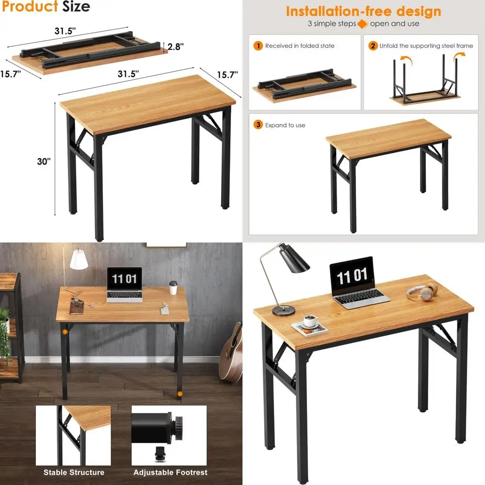 Compact 31.5 Teak & Black Folding Desk for Home Office, Study, and Small Spaces
Compact 31.5 Teak & Black Folding Desk for Home Office, Study, and Small Spaces