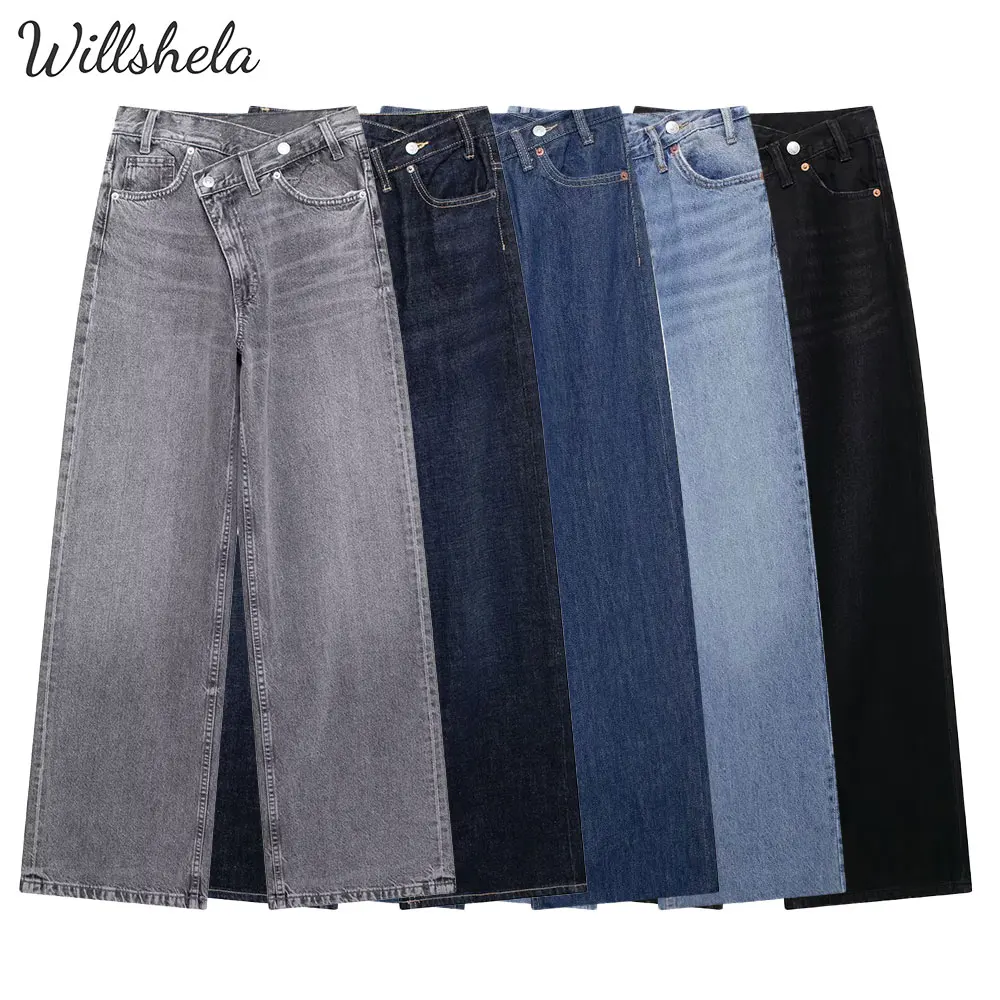 Willshela Women Fashion Denim Solid Straight Jeans Pant High Waist Full Length Casual Female Chic Lady Long Trousers
Willshela Women Fashion Denim Solid Straight Jeans Pant High Waist Full Length Casual Female Chic Lady Long Trousers