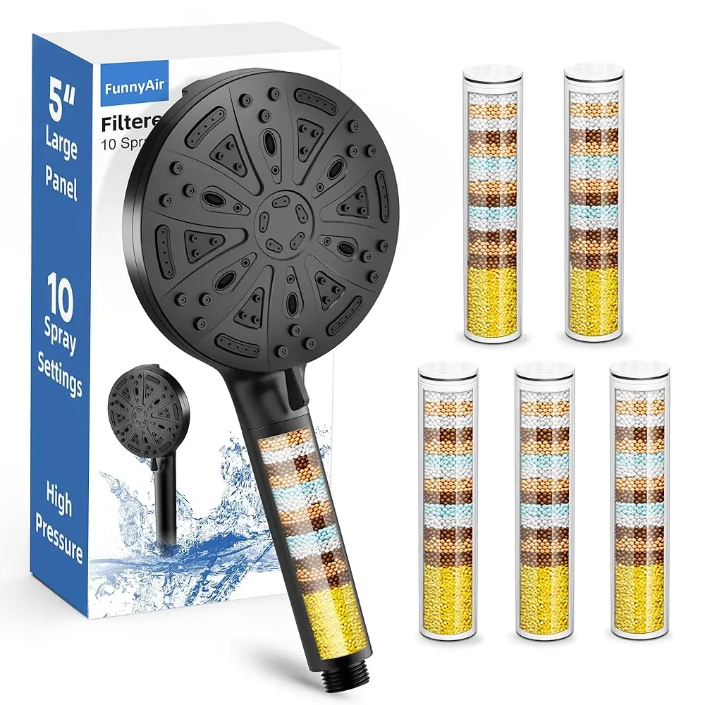 Shower Head with Handheld, Filtered Shower Head with 5-PCS Filters For Hard Water, 10-Spray Modes 5\ High Pressure Black Sho
Shower Head with Handheld, Filtered Shower Head with 5-PCS Filters For Hard Water, 10-Spray Modes 5\ High Pressure Black Sho