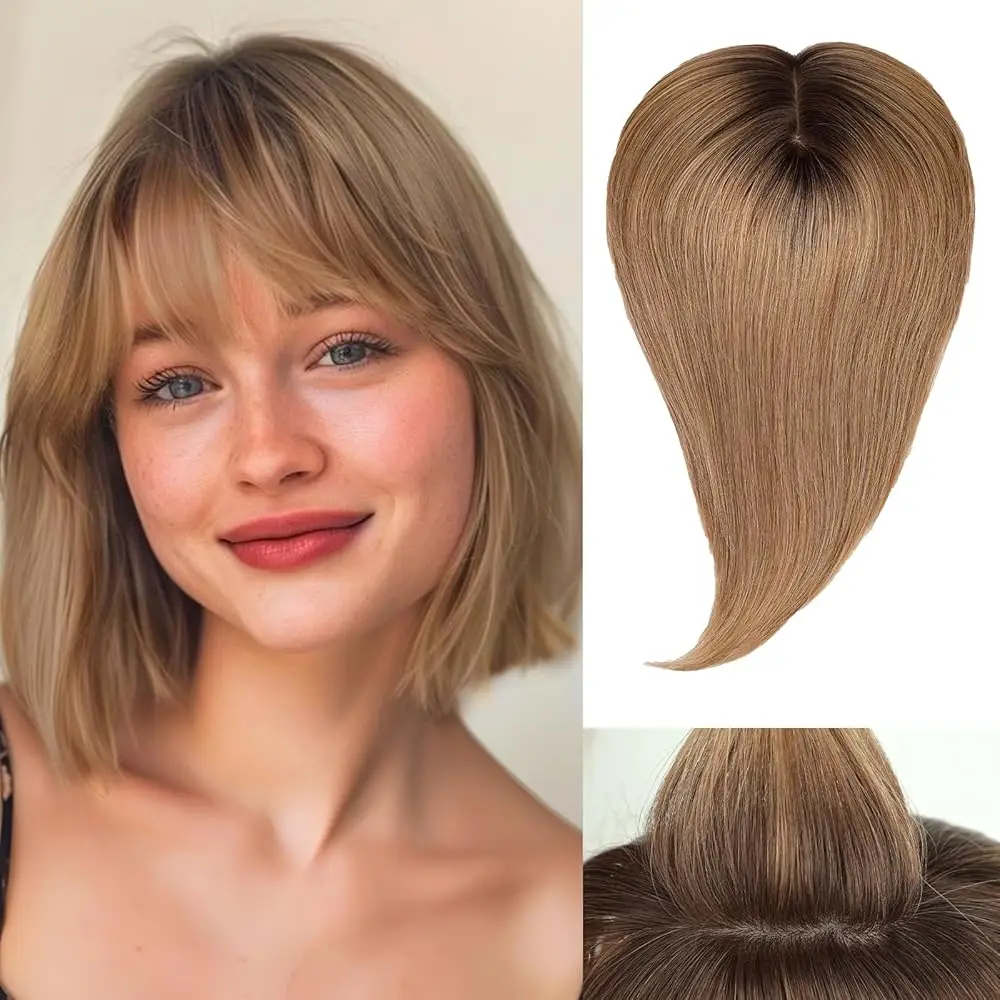 100% Remy Human Hair Toppers with Bangs 14in Brown Ombre Human Hair Pieces for Women with Thinning Hair Silk Base Clip in Topper
100% Remy Human Hair Toppers with Bangs 14in Brown Ombre Human Hair Pieces for Women with Thinning Hair Silk Base Clip in Topper
