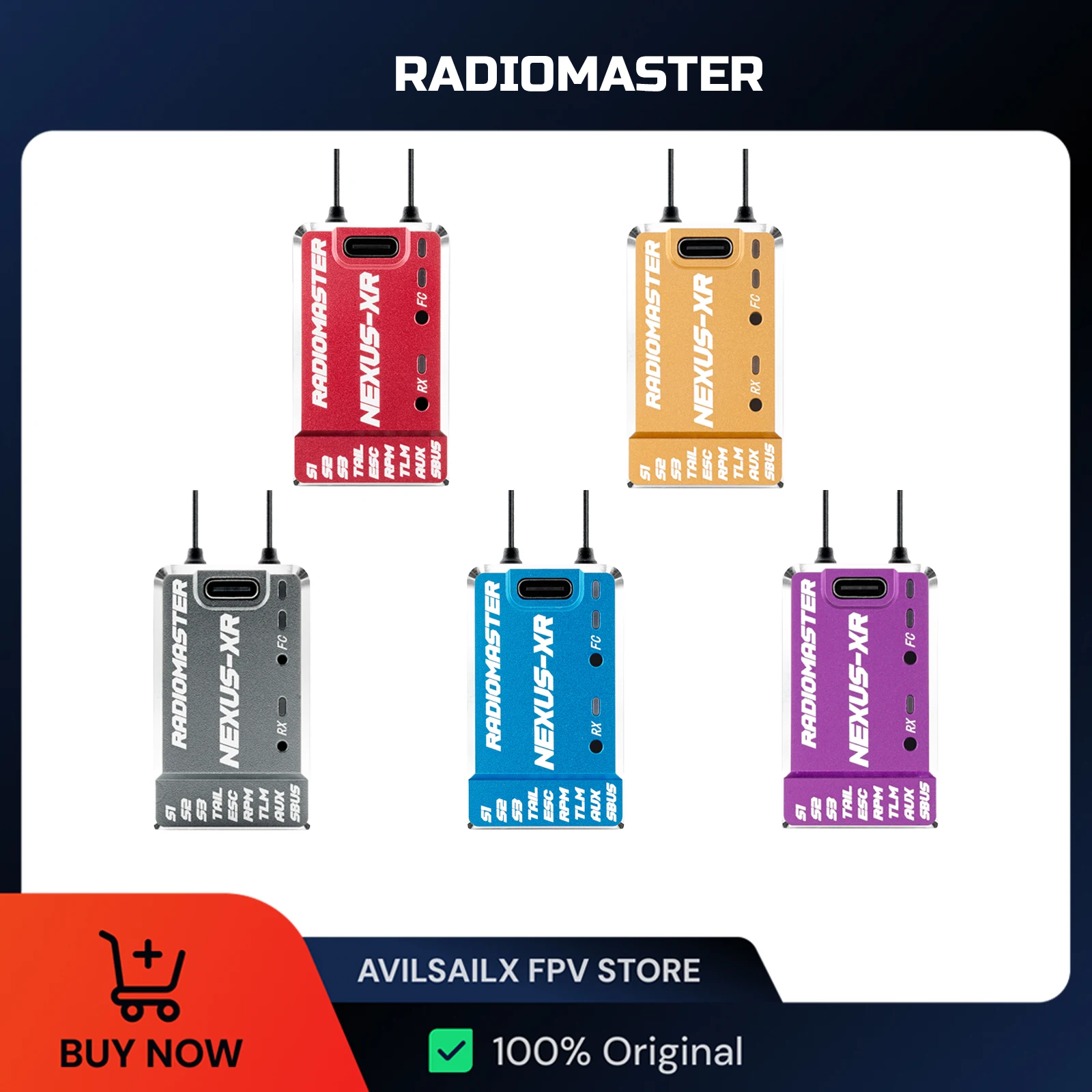 Radiomaster Nexus XR Helicopter gyroscope with built-in 2.4GHz ExpressLRS receiver CNC aluminum alloy shell Built in black box
Radiomaster Nexus XR Helicopter gyroscope with built-in 2.4GHz ExpressLRS receiver CNC aluminum alloy shell Built in black box