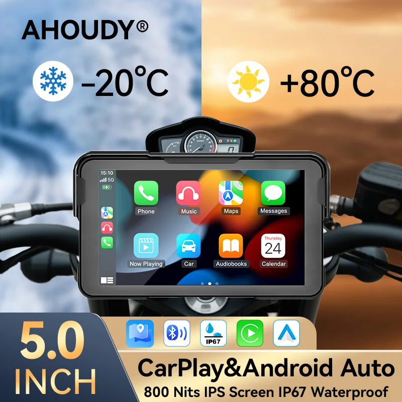 Ahoudy портативный 5-дюймовый IP67 водонепроницаемый мотоциклетный навигационный монитор Carplay Android Auto Moto с видеорегистратором
Ahoudy портативный 5-дюймовый IP67 водонепроницаемый мотоциклетный навигационный монитор Carplay Android Auto Moto с видеорегистратором