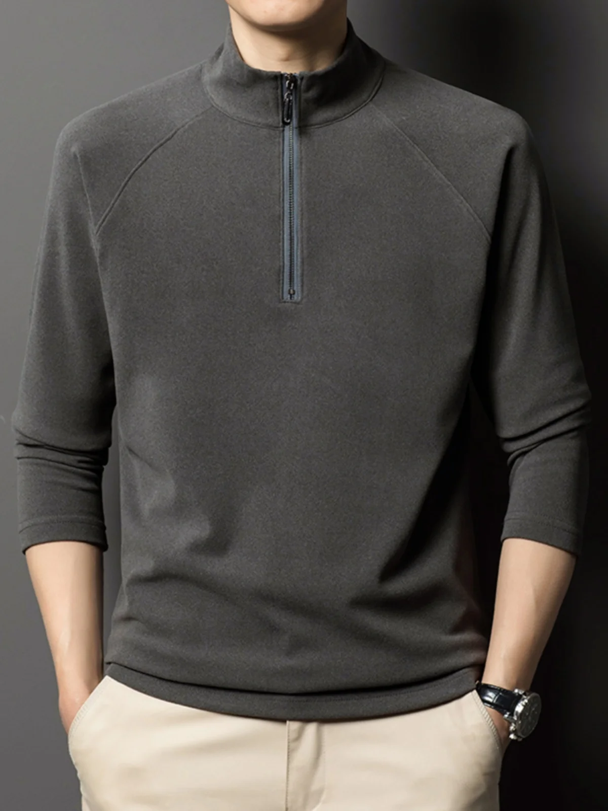 Men's Fleece Lined Zip up Long Sleeve T-Shirt Half High Collar Base Shirt Casual Winter Top Fashionable Urban Style Straight Cut
Men's Fleece Lined Zip up Long Sleeve T-Shirt Half High Collar Base Shirt Casual Winter Top Fashionable Urban Style Straight Cut