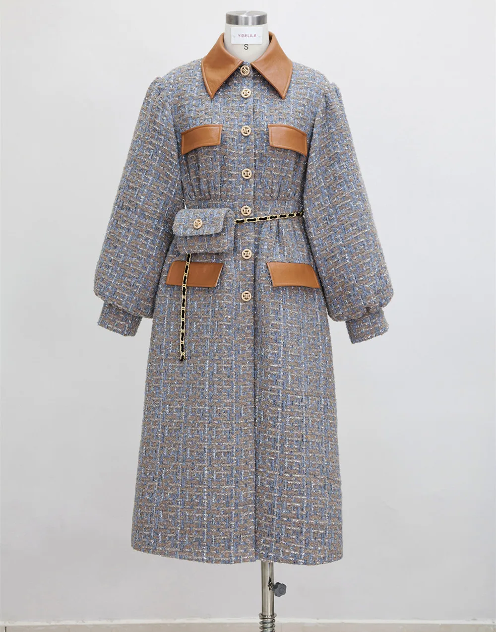 Autumn Winter Elegant Women's High Quality Designer Lantern Sleeves Tweed Overcoat B619
Autumn Winter Elegant Women's High Quality Designer Lantern Sleeves Tweed Overcoat B619