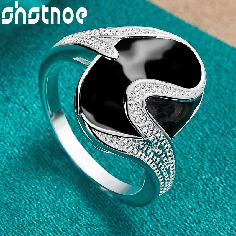 SHSTONE 925 Sterling Silver Ring For Women's High Quality Black Epoxy Rings Wedding Fashion Jewelry Luxury Birthday Party Gift
SHSTONE 925 Sterling Silver Ring For Women's High Quality Black Epoxy Rings Wedding Fashion Jewelry Luxury Birthday Party Gift