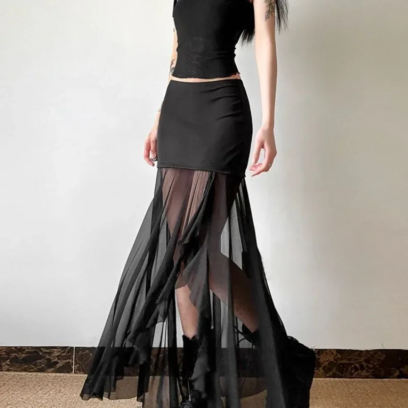 Summer Thin Mesh Patchwork Black Women's Pleated Skirts Y2k Bodycon Skirt For Women Irregular Subcultural Falda Sexy Mujer
Summer Thin Mesh Patchwork Black Women's Pleated Skirts Y2k Bodycon Skirt For Women Irregular Subcultural Falda Sexy Mujer