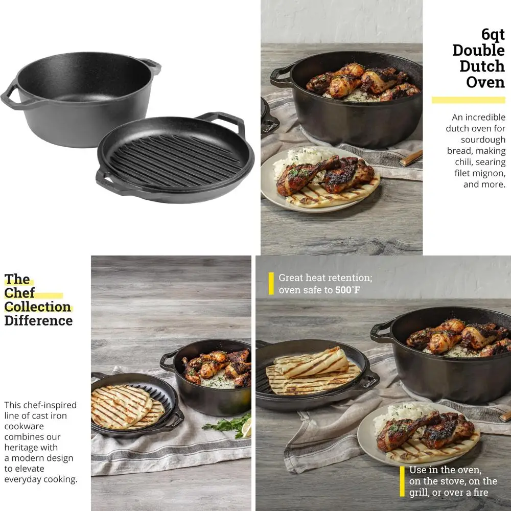 6-литровая двойная голландская духовка для кулинарного хозяйства с сборкой Chef-Quality
6-литровая двойная голландская духовка для кулинарного хозяйства с сборкой Chef-Quality