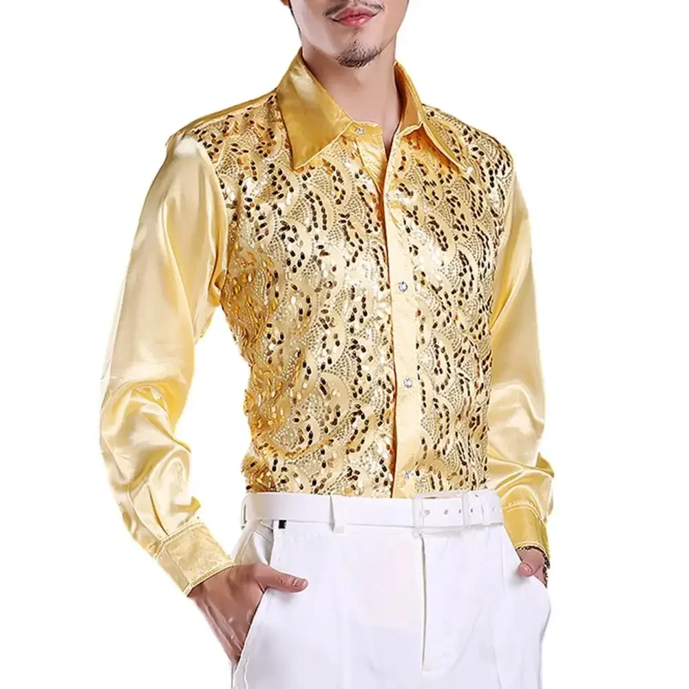 Men's Formal Casual Shirt Tops Luxury Sequins Performance Shirt for Wedding Stage Formal Casual Wear Long Sleeve Single-breasted
Men's Formal Casual Shirt Tops Luxury Sequins Performance Shirt for Wedding Stage Formal Casual Wear Long Sleeve Single-breasted