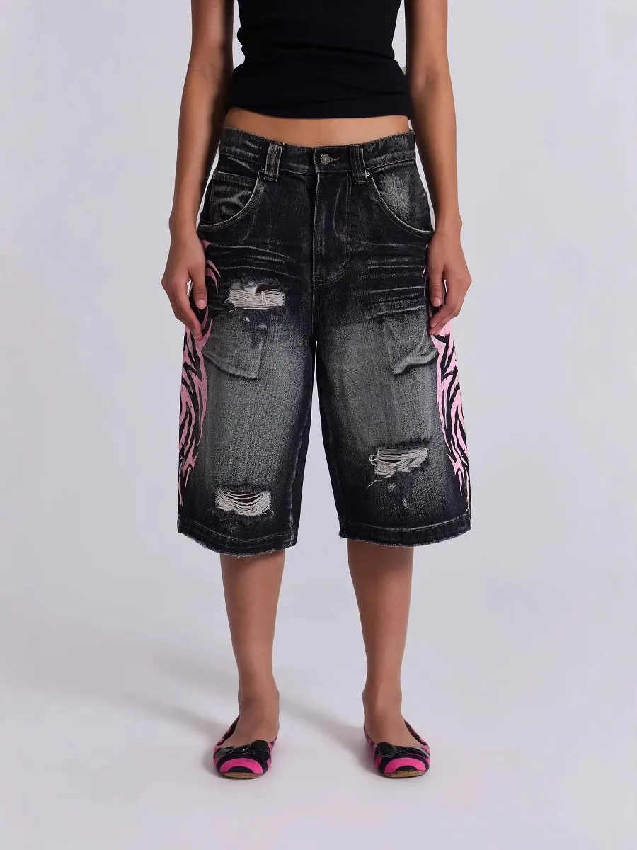 Retro American Pattern Printed Wide Leg Jeans High Waist Straight Cut Loose Fit Street Style Trendy Denim Trousers Washed
Retro American Pattern Printed Wide Leg Jeans High Waist Straight Cut Loose Fit Street Style Trendy Denim Trousers Washed