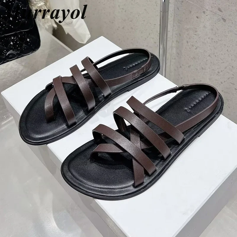 Genuine Leather Pinch Toe Flat Bottom Sandals Women Thin Strap Crossing Design Sandalias Summer Beach Vacation Shoes Gladiator
Genuine Leather Pinch Toe Flat Bottom Sandals Women Thin Strap Crossing Design Sandalias Summer Beach Vacation Shoes Gladiator