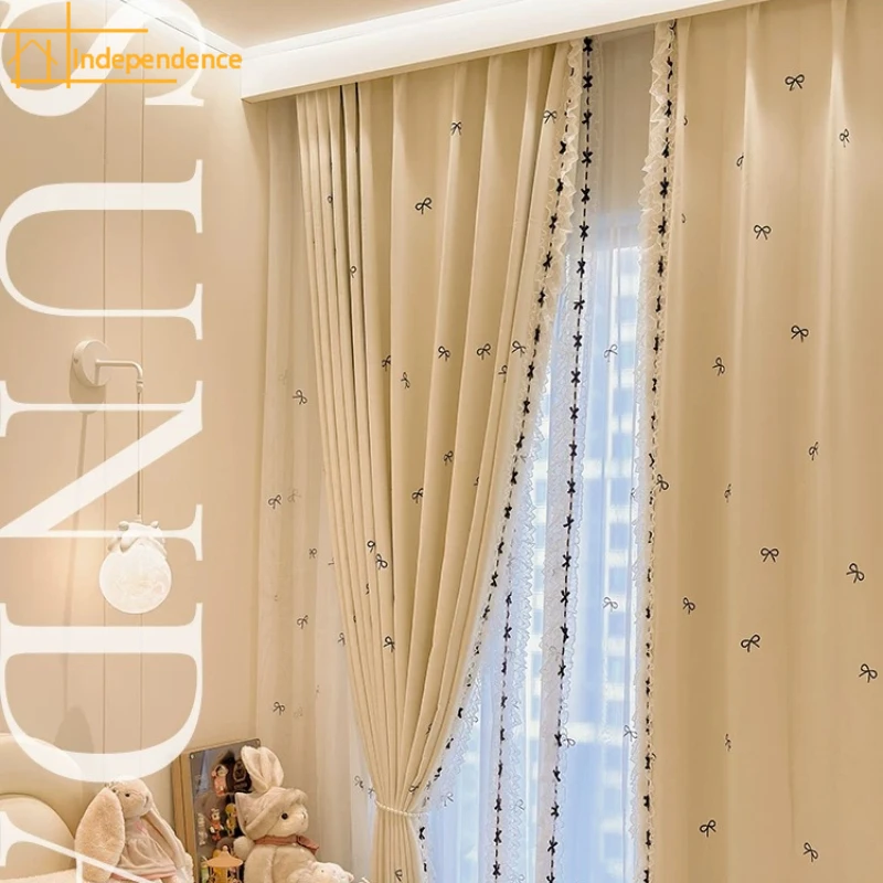 Lolita Bowknot Cream Embroidery Princess Curtains for Living Room French Window Partition Curtain Door Curtain Customized
Lolita Bowknot Cream Embroidery Princess Curtains for Living Room French Window Partition Curtain Door Curtain Customized