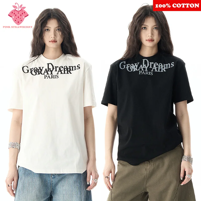 American style Street Letter Print T-shirt Women Summer New 100% Cotton Short sleeves Tee Casual comfort Y2k Top Female clothing
American style Street Letter Print T-shirt Women Summer New 100% Cotton Short sleeves Tee Casual comfort Y2k Top Female clothing