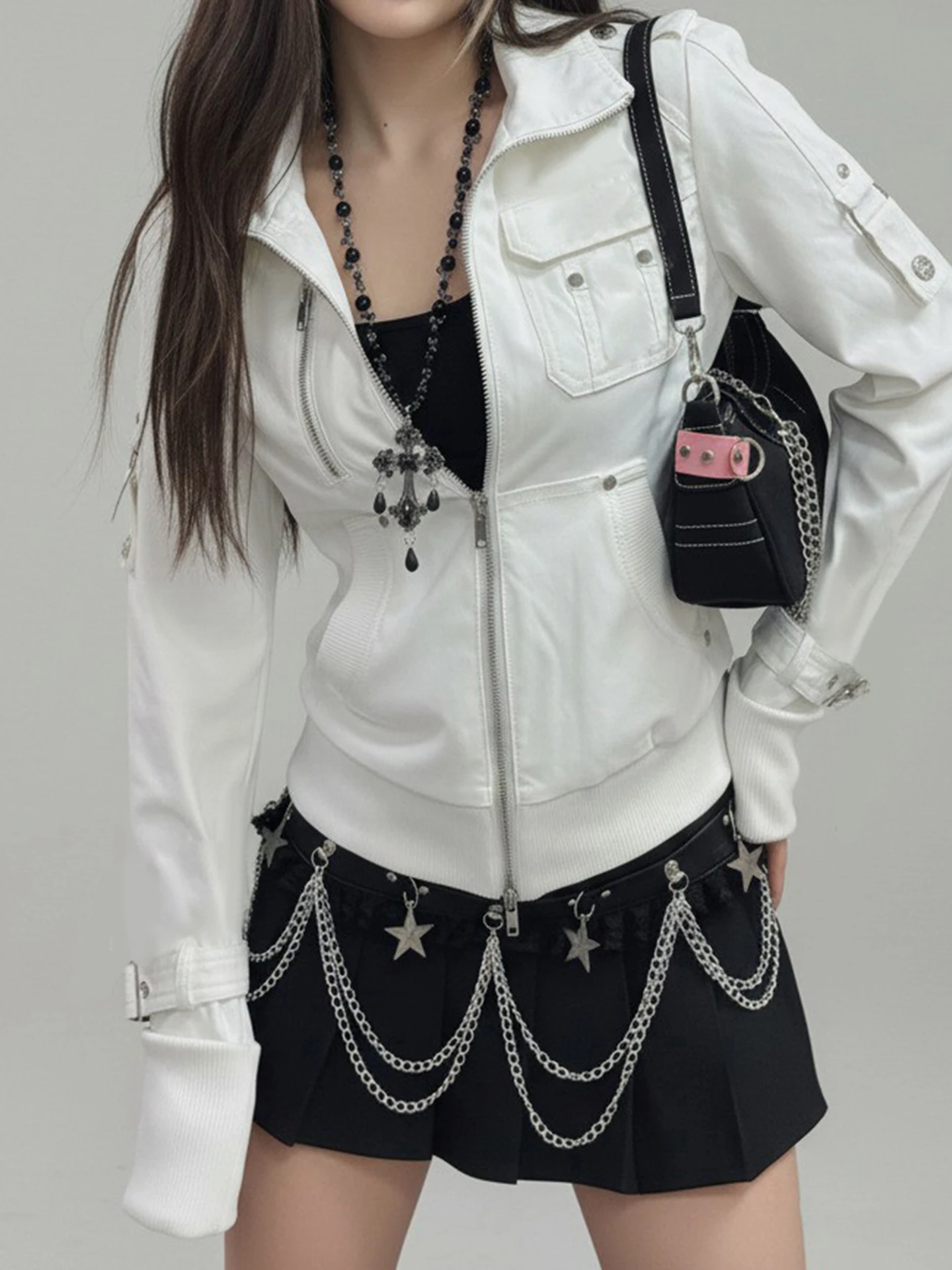 WEEKEEP Street Style Long Sleeve Zipper Jacket Women's Casual Lapel Metal Buckle Multi-Pocket Coat Polyester Standard Fit
WEEKEEP Street Style Long Sleeve Zipper Jacket Women's Casual Lapel Metal Buckle Multi-Pocket Coat Polyester Standard Fit