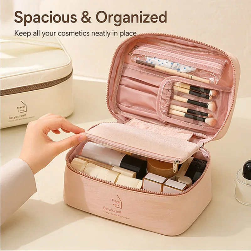 Large Capacity Travel Makeup Bag,Waterproof Cosmetic Organizer With Detachable Pouch,Portable Toiletry Bag For Women With Handle
Large Capacity Travel Makeup Bag,Waterproof Cosmetic Organizer With Detachable Pouch,Portable Toiletry Bag For Women With Handle