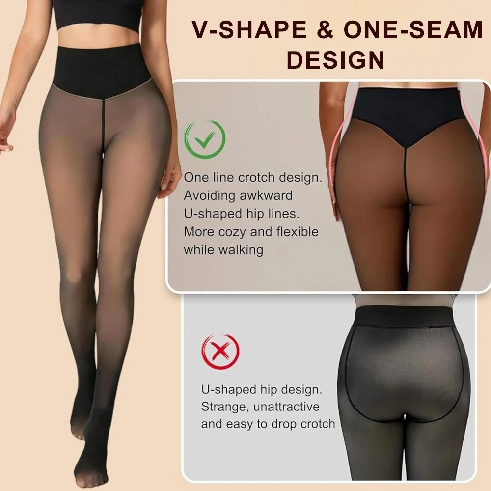 One Seam Fleece Lined Tights Shaping Thermal Leggings Compression Band Translucent Pantyhose Sheer Fleece Leggings Plus Size 8 S748ca6eb91f845bcba540cf81c0f0e6aq